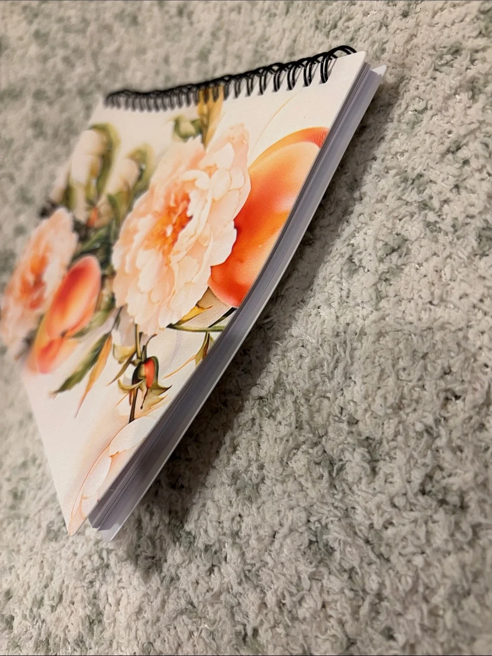 Peach Floral Spiral Writers Journal Notebook NWT 6x8.5”
